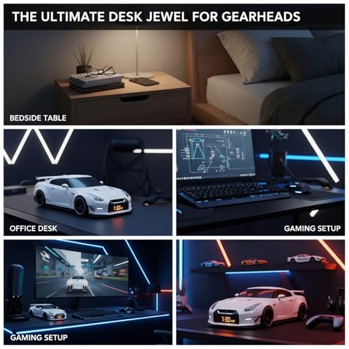 Image of FOYA Hypercar Alarm Clock, 2026 New F1 Car Alarm Clock, Realistic Engine and Light Effects, Sports Car Model with LED Display Screen for Nightstand, Desk, Or Collection Interior Decoration(#C)