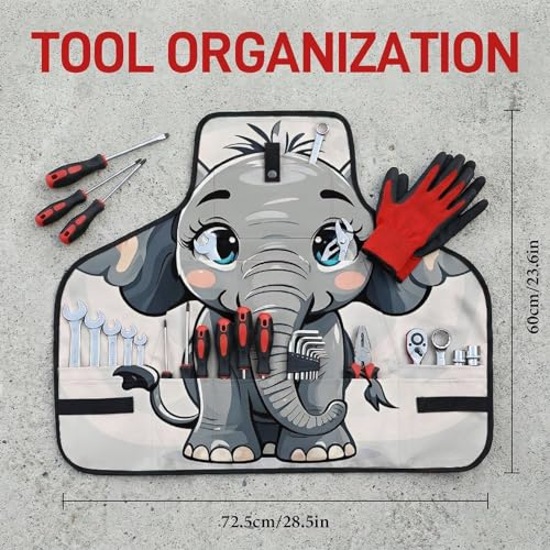 Delantal de trabajo con elefante de caricatura y bolsillos miniatura 2