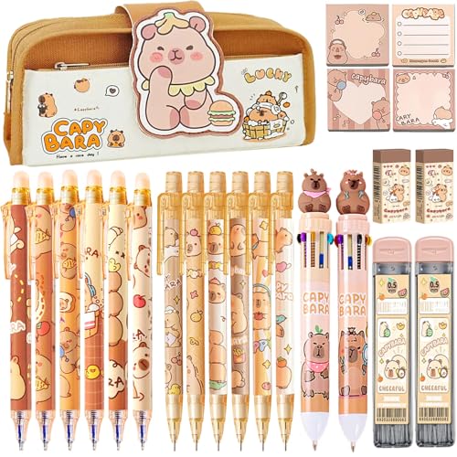 Kawaii Capybara School Supplies Set with Stationery