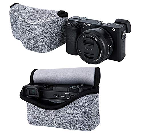 Jjc Grey Water Resistant Ultra Light Neoprene Camera Case, Pouch Bag, Compatible With Sony A6600 A6500 A6400 A6300 A6100 A6000 A5100 +16-50Mm Lens Pancake Lense & Panasonic Lx100 Lx100 Ii Sigma Fp #TOP2