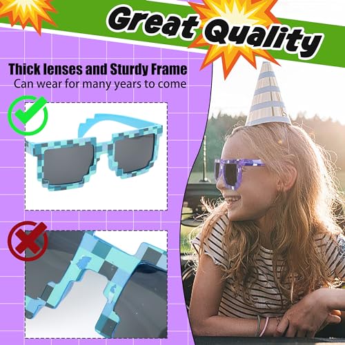 kilofly 10pc 8-Bit Pixel UV Protect Gamer Sunglasses Adult Kids Party Favors4