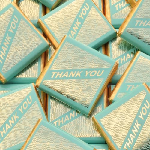 Wyeland Confectionery Thank You Milk Chocolate Neapolitans - Gold on Turquoise 25 Chocolates