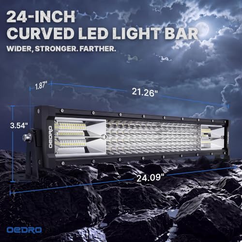 Image of OEDRO 22 Inch LED Light Bar Curved (w /Mounting Bracket) Quad-Row 389W | LED Light Spot Work Light with Wiring Harness for Off Road Lights Truck Light Boat Lighting Fit for Jeep Pickup SUV ATV UTV