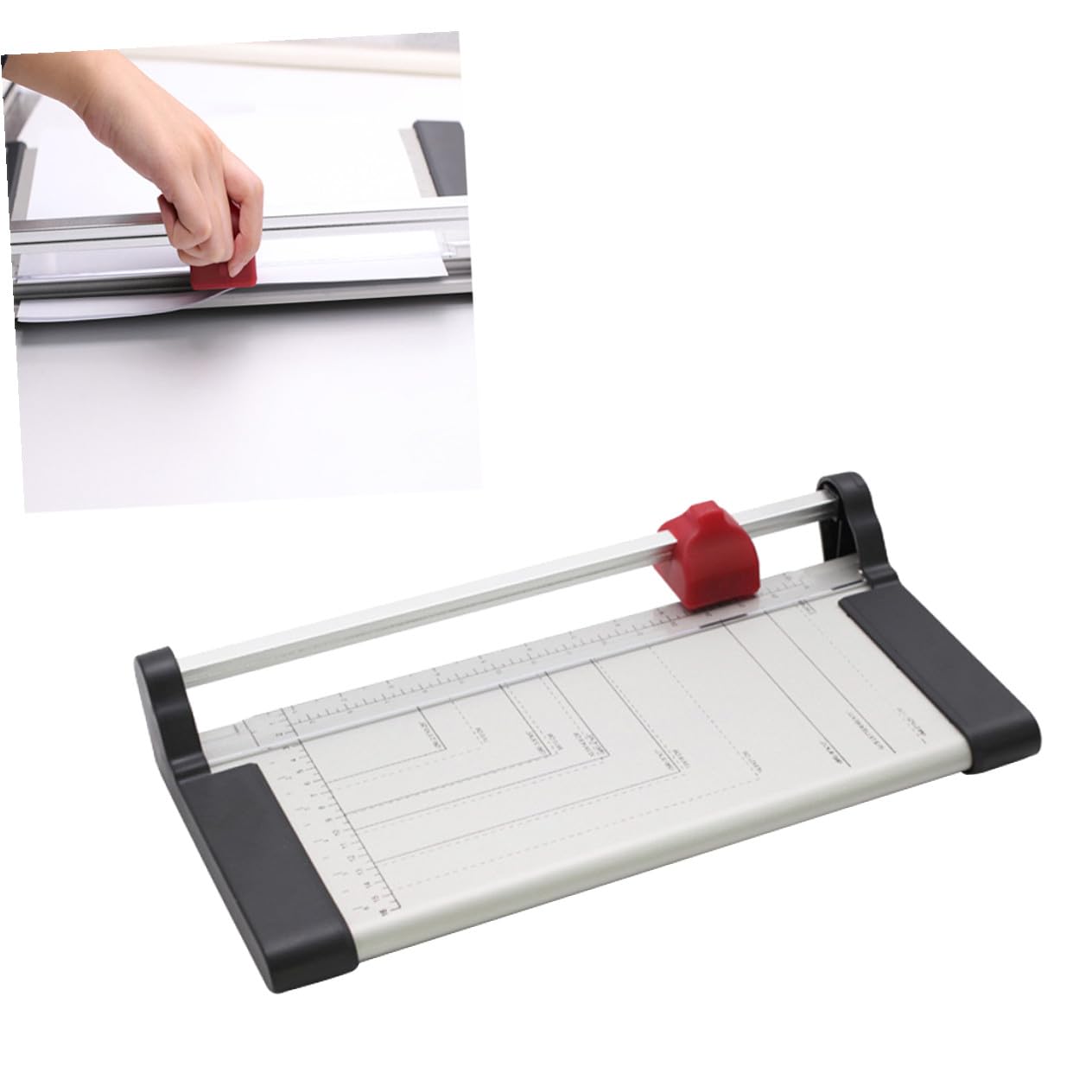 Taglierina Ghigliottina Manuale A3 A4 in Metallo per Ufficio e Casa | Guida Regolabile, Griglia di Allineamento e Righello Stampato, Blocco di Sicurezza Integrato