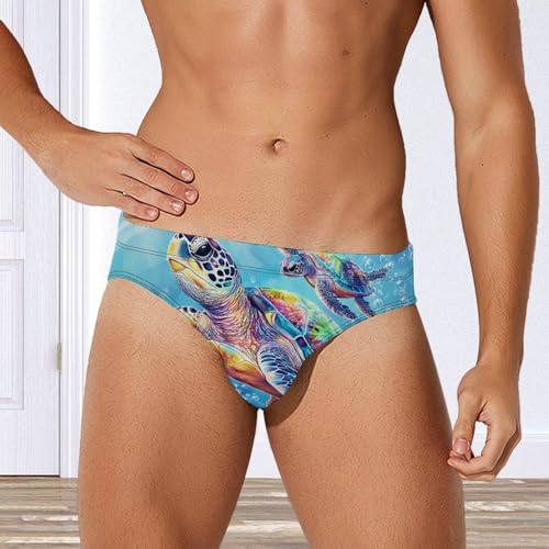Sea Turtle Family Mens Swim Briefs Sexy Bikini Swimwear Bathing Suits Trunks4