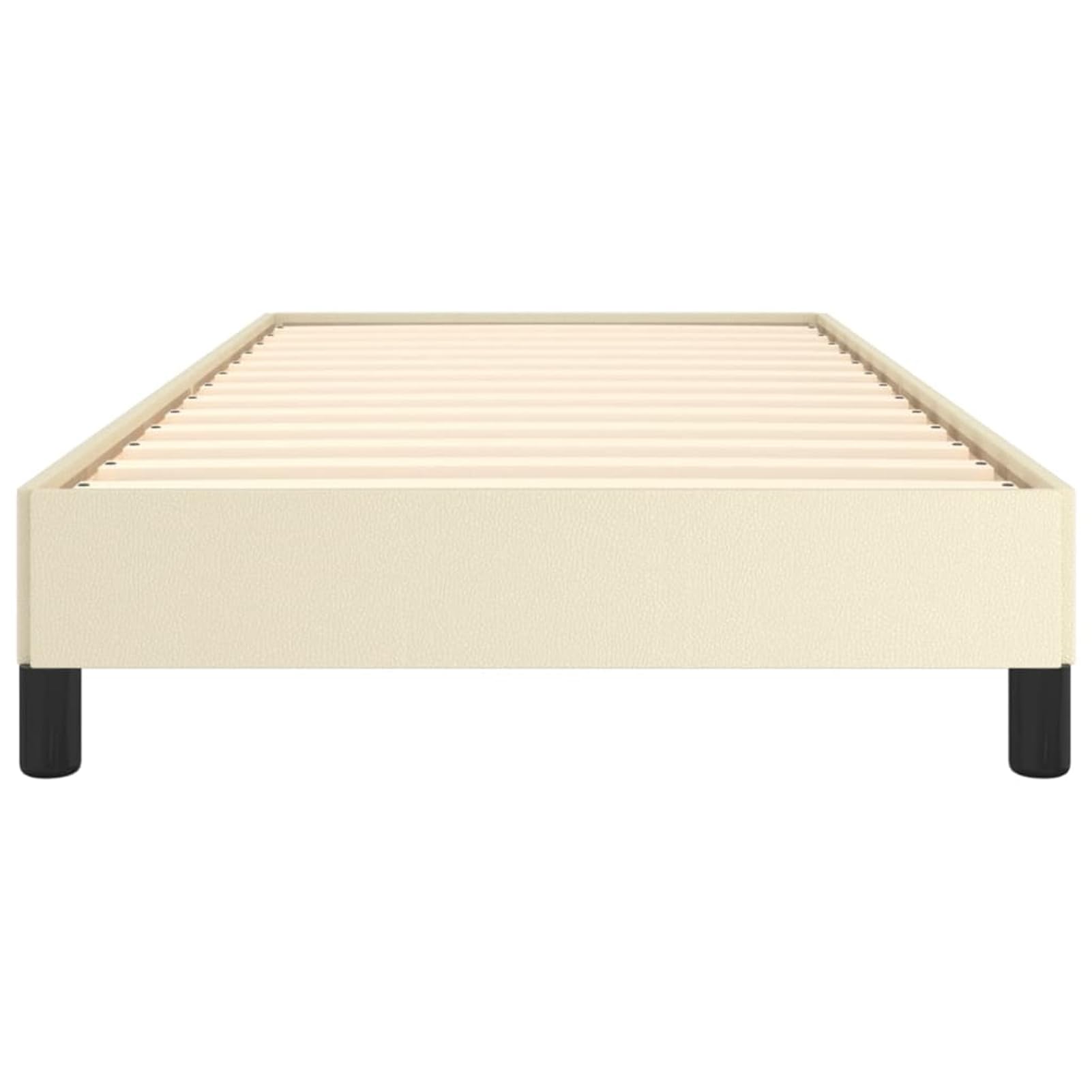 ATOMSTACK MAKER Cama Con Cabecero de Cuero Sintético Cremoso 80 x 200 cm, Estructura de Madera y Listones de Contrachapado Integrados, Diseño Moderno y Elegant para Dormitorio (Montaje Fácil)