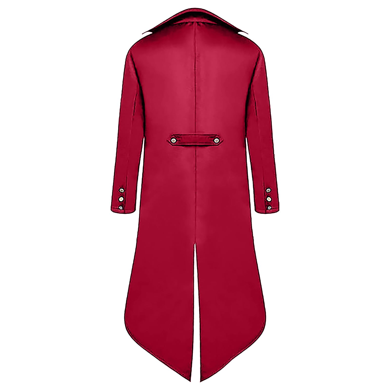 QEKFDOV Men's Steampunk Tailcoat,Medieval Gothic Victorian Frock Coat,Vintage Tailcoat Jacket Halloween Cosplay Costume (red, S) - Image 2