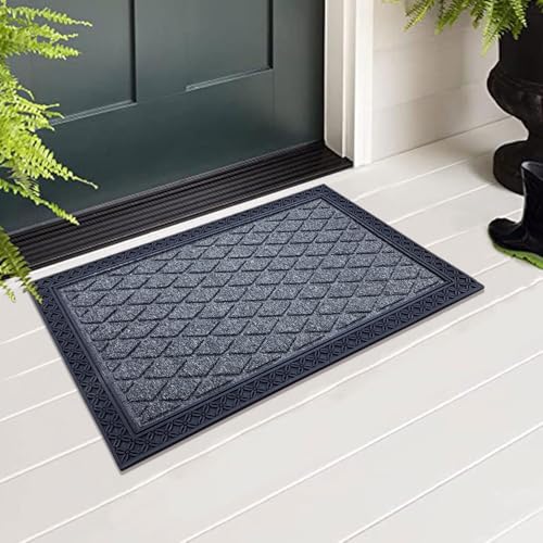Image of Luxe Home Door Mats for Home Natural Coir Mat Anti-Slip Entrance Rug with Rubber Backing for Indoor and Outdoor Use (40x60 cm) Grey