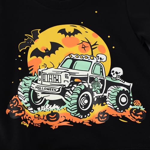 Image of Akyzic Toddler Boys Sweatshirts Cotton Crewneck Truck Shirt Dinosaur Long Sleeve Pullover Tops Tees 2-8T
