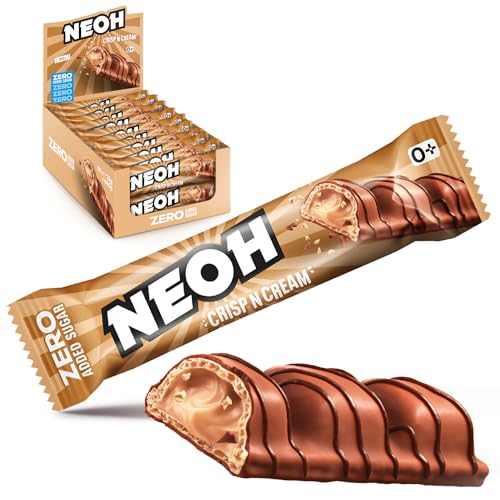 NEOH Zero Added Sugar Crisp and Cream, Milch-Haselnuss-Creme mit Kakaoüberzug, Vegetarisch & Low Carb, 3g Nettokohlenhydrate pro Portion, Die gesunde Alternative, 20x22g Crisp n Cream