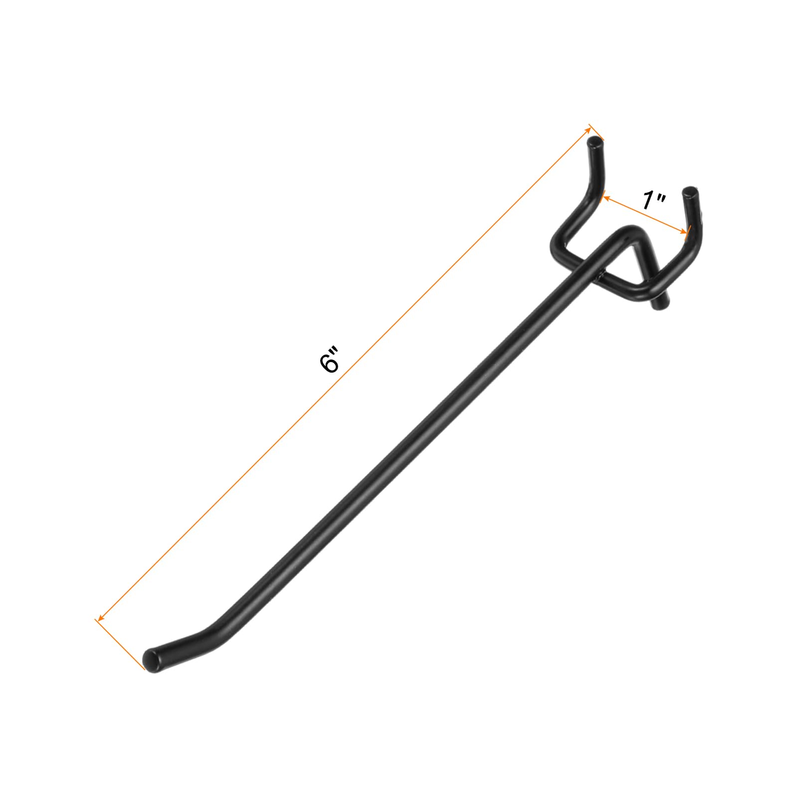 QUARKZMAN 25 Piezas De Ganchos De Estantería De Tablero Perforado 6" Ganchos De Exhibición De Tablero Perforado De Acero Inoxidable Soportes Para Taller Garaje Cocina Tienda Negro