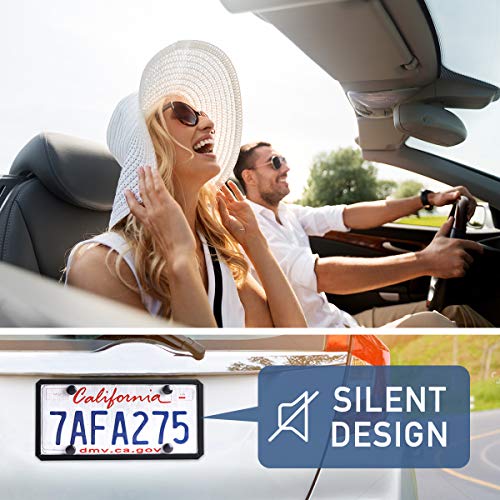 License Plate Frame - ONE PIX Silicone License Plate Covers Holders Rust-Proof/Rattle-Proof/Weather-Proof for Car License Plate - Black - Thumbnail 2