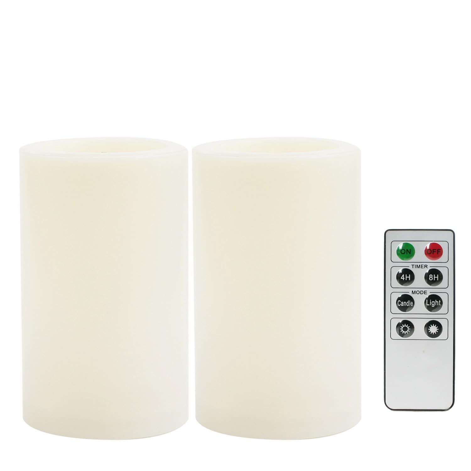 Outdoor Battery Operated Flameless Candles with Remote Timer D3”xH5” 2 PCS | CANDLE CHOICE Waterproof Plastic LED Pillar Candles for Lantern Patio Garden Wedding Party Halloween Christmas Decorations