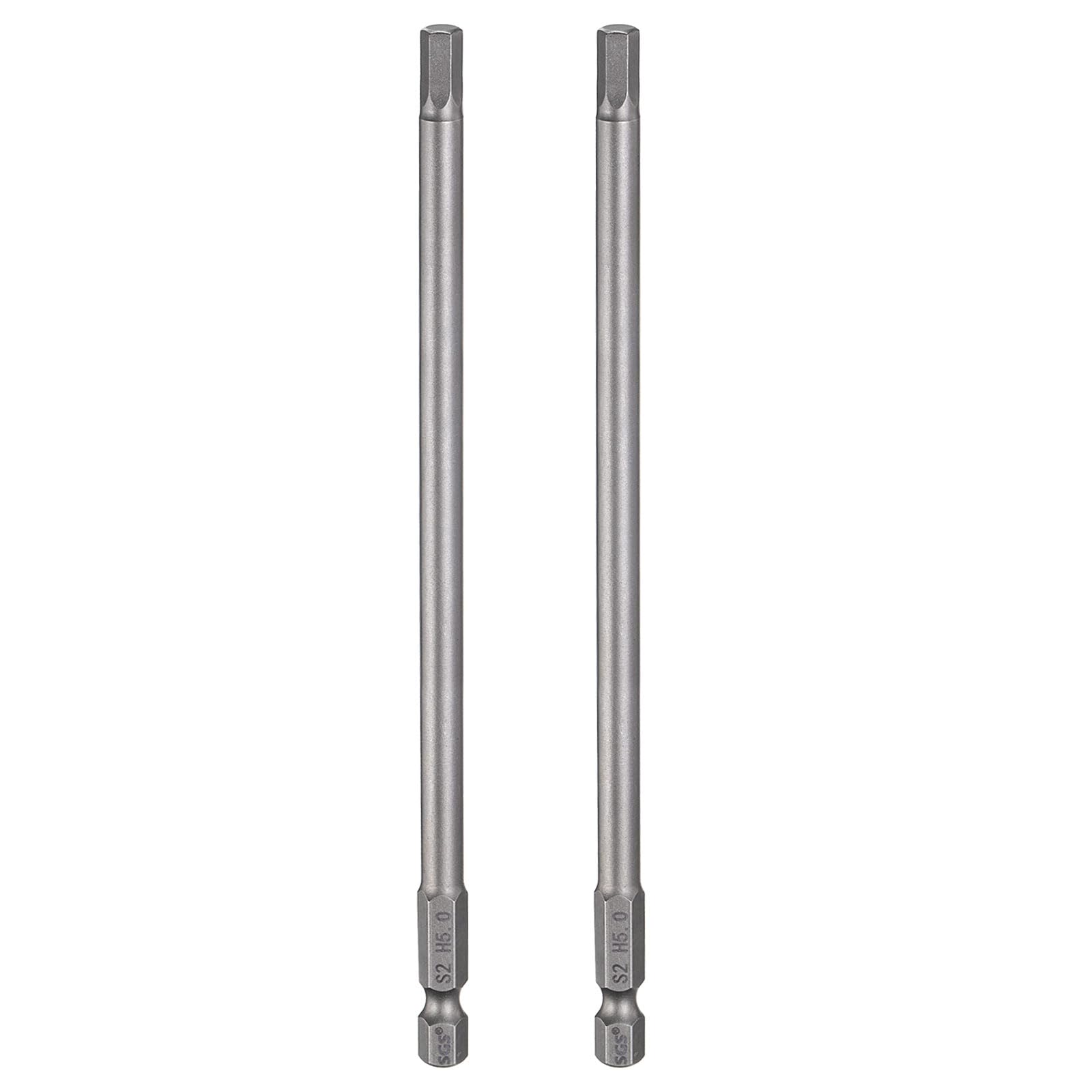 sourcing map 2pcs H5.0 Hex Head Drill Bit Wrench 5mm Metric Flat Tip 1/4" Hex Shank 300mm (12") Long Magnetic Hexagonal Screw Driver Socket Industrial Screwdriver Power Bits