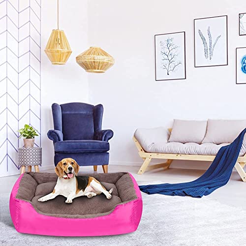 Image of MUDDY PAWS Reversible Sofa Style Dog Bed - XXL (95 x 73 x 22 cm) - Plush Fur Surface, Removable Cushion & Anti-Skid Base - Pink & Brown