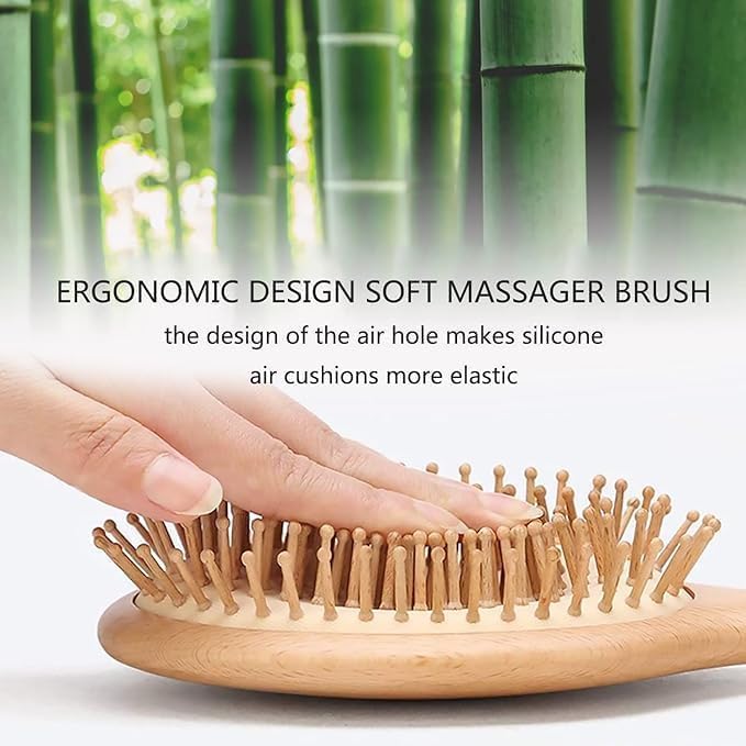 BELARO Self Cleaning Hair Brush for Women, Easy Clean Hair Brush, Massage Comb with Retractable Bristles One-pull Clean Anti Static Hair Brush Tools for All Hair Types (Wooden brush) 1
