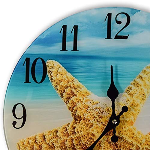 Sea Creations Glass Wall Clock - Coastal, Nautical, and Beach Themed | Decorative and Aesthetic Timepiece | Ideal Home Decor for Living Room, Bedroom, or Beach House | 13 x 13 Inches | Sea Shells - Image 5