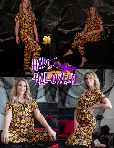 Image of Ekouaer Pajamas for Women Set 2 Piece Fall Lounge Sets Short Sleeve Pjs Joggers Long Pants Sleepwear with Pockets