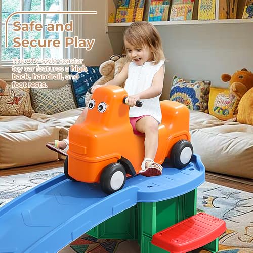 Up & Down Roller Coaster Toys for Toddlers Push Car Outdoor Playset with Farther & Faster Track Expansion Pack