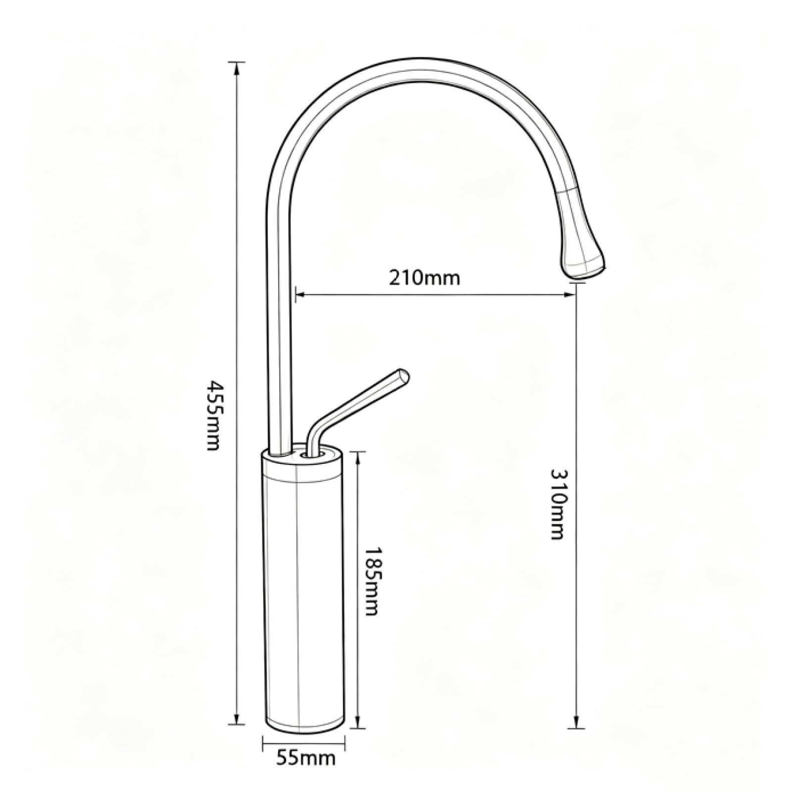 Waschtischarmatur Hoch Modern auslaufhöhe 310 MM Verchromt