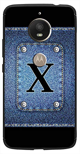 Image of Amazon Brand - Solimo Designer Button Jeans Alphabet-X Printed Soft & Flexible Hybrid Back Case Mobile Cover for Motorola Moto E4 Plus
