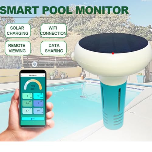 7-w-1 Tester jakości wody Bluetooth, Monitor CL/PH/EC/TDS/ORP/Temp/Salinity, Cyfrowy wyświetlacz za pośrednictwem APP, Idealny do basenów, Wanny z hydromasażem, Akwaria