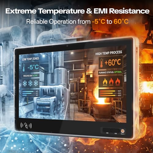 Image of 10.1 Inch Fanless Industrial Panel PC - IP65 Touch All-in-One Computer,16:10 1280x800 Windows 10 Pro Computer with Front Camera,USB,ID&IC Card Reader for Production line(Intel J6412,8G+256G)