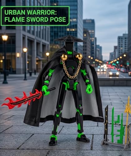 Image of 3D Printed Action Figure with Weapons and Hand Shapes, Dummy 13 Action Figure, Multi-Jointed Movable Collectible Toy for Adults and Kids, Stress Relief Fidget Figure for Collectors Gamers Hobbyists