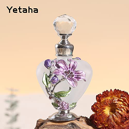 Yetaha Vintage Crystal Perfume Bottles, Refillable Empty Glass Bottle Flowers Decorative Spray Bottle Essential Oil Bottle For Handmade Home Decor Lady Wedding Gift #TOP5