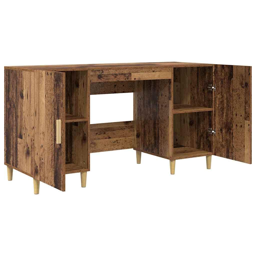 Scrivania con scaffale, in legno anticato, 140 x 50 x 75 cm, tavolo da lavoro per home office e ufficio, tavolo da ufficio con ampio spazio di archiviazione, segretario per studio e studio