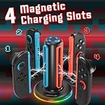 Fosmon Dual-Side Magnetic Fast Charger with 9 RGB Light for Switch 2 Joycon | Compatible with Nintendo Switch 2 Joy Con Controller. Fast Charging Dock Stand, Included USB-C Charge Cable