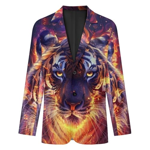 Fire Tiger Men's Suits Dress Business Formal Suit Print Jackets Coat For Wedding Party4