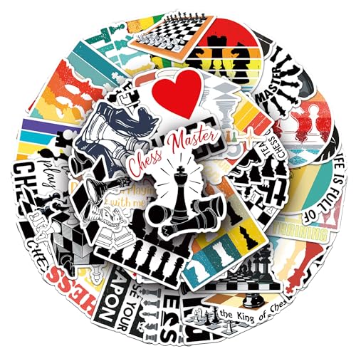 QUTA Chess Stickers Pack, 50PCs Chess Master Stickers, Vinyl Decals,