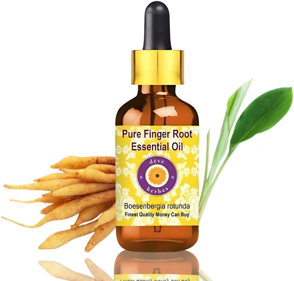 Deve Herbes Pure Finger Root Essential Oil (Boesenbergia rotunda) Steam Distilled with Glass Dropper 30ml (1 oz)