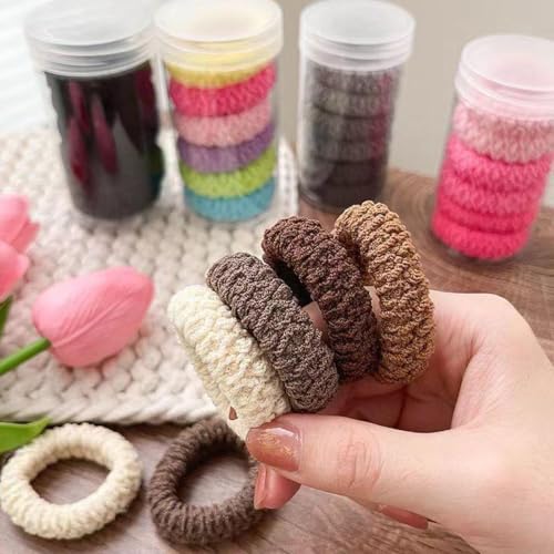 Image of 6-Pack Thick Hair Ties for Women, Seamless Hair Elastics, Non-Slip Ponytail Holders, Elastic Hair Bands for Everyday Use