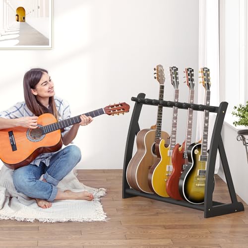 Bamboo Guitar Stand for Multiple Guitars, Adjustable Multi Guitar Rack Wood by Wisuce Home - Used condition - Image 6