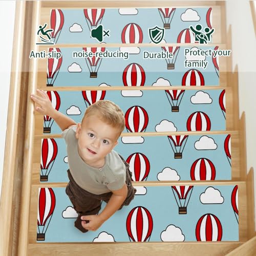 Camino de escalera de madera con nubes decorativas para el hogar 4