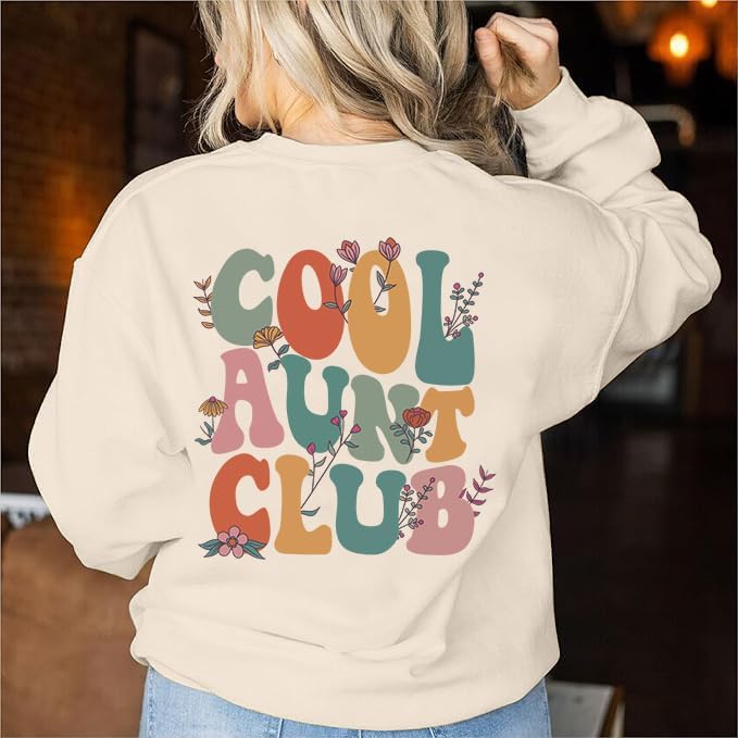 Auntie Sweatshirt Women Oversize Cool Aunts Club Sweatshirt Aunt Gifts Shirt Long Sleeve Pullover Tops - Image 3