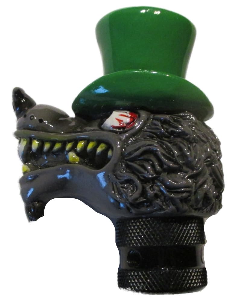 hotrodspirit - pommeau Levier de Vitesse Loup Solitaire Gris Chapeau Vert Lone Wolf
