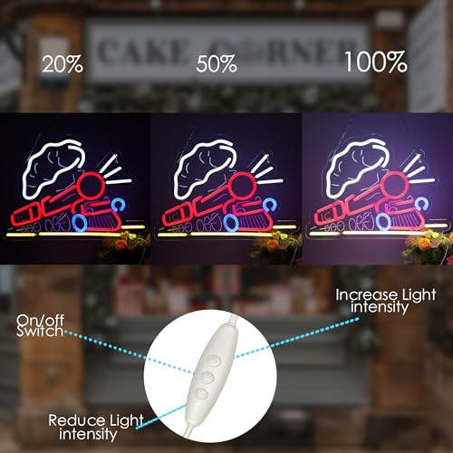 Image of Vintage Train Neon Sign - Locomotive Neon Lights Wall Decor for Bedroom, Living Room, Bar, Kids Room, or Game Room - Retro Railroad LED Light