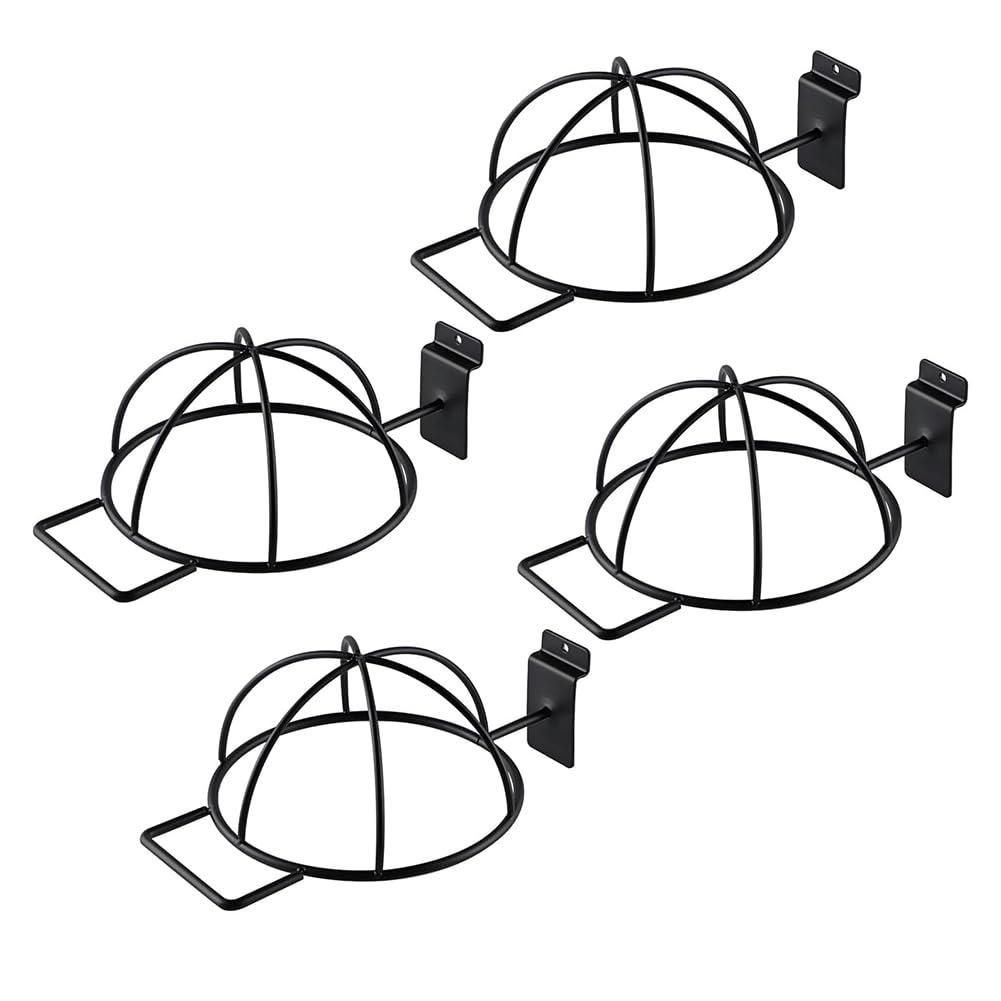 IJSDNVJNDX Headwear Display Holder, 4 Pcs Slat Wall Hat Display, Metal Wire Cap Rack for Home, Boutiques, Retail Stores