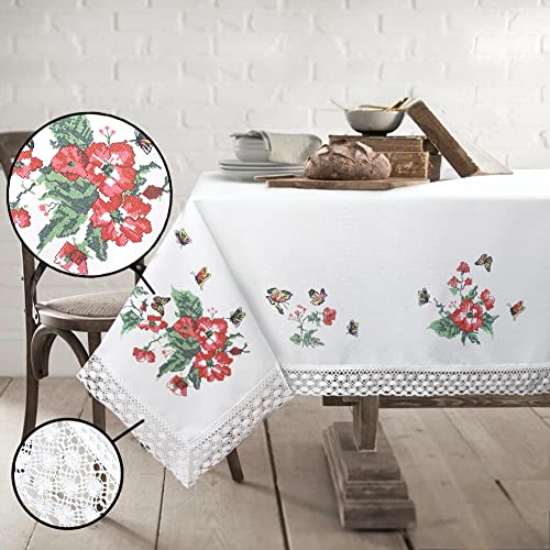 Weharts Floral Table Cloth 60X84 Inch, Water Resistant Table Runners - Wrinkle Free And Stain Resistant Fabric Table Covers For Dining Room, Wedding Parties Table Decoration (Floral Butterfly) #TOP1