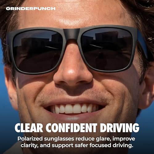 Image of grinderPUNCH Polarized Square Sunglasses for Men UV400 Protection Driving Fishing Sunglasses Mens Shades Mirrored Sunglasses