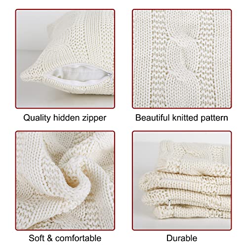 Treory Valentines Day Decor Pillow Covers 18X18, Cream White Cable Knit Valentines Pillow Covers, Cute Valenitnes Decorations For The Home Office Wedding Dinner, Cushion Covers For Couch Sofa Bed #TOP2