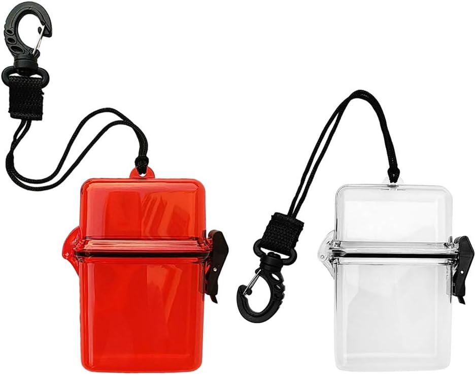 2pcs Scuba Diving Container Clips- Compact & Floating Dry Boxes with Lanyard- for Boating, Camping & Swimming