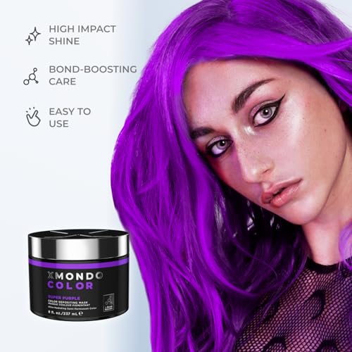 Image of XMONDO Color Super Purple Depositing Mask, Hair Dye, 8 Fl Oz | Semi-Permanent, Infused with Bond Booster & Hyaluronic Acid for Nourishment, Revitalization & Repair, Vegan Formula