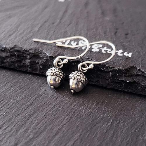 Sterling Silver 3D Tiny Acorn Sterling Silver Earrings - Image 2