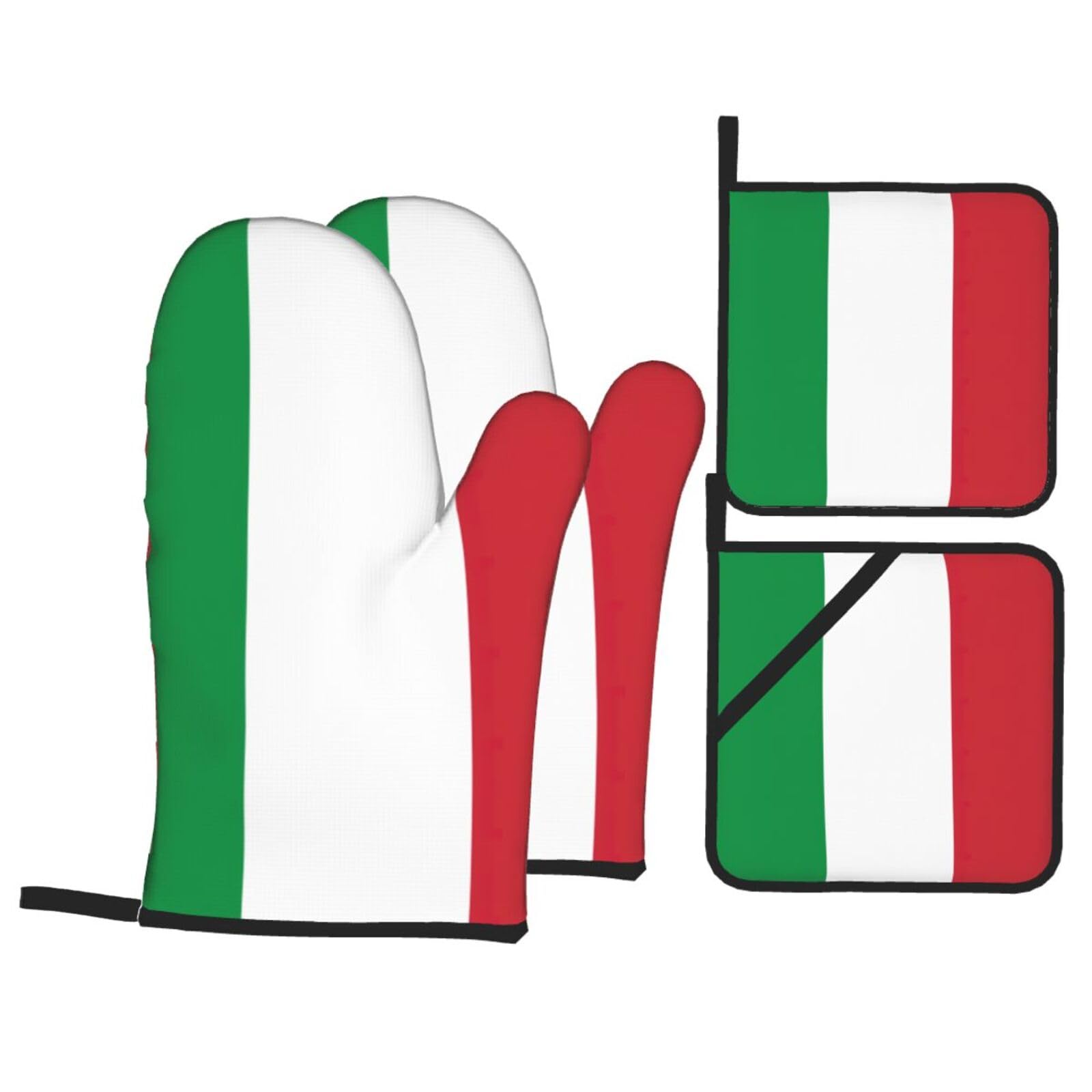 Italian flag Print Oven Microwaving Waterproof Kitchen Gloves for Baking Grilling Holiday Cooking
