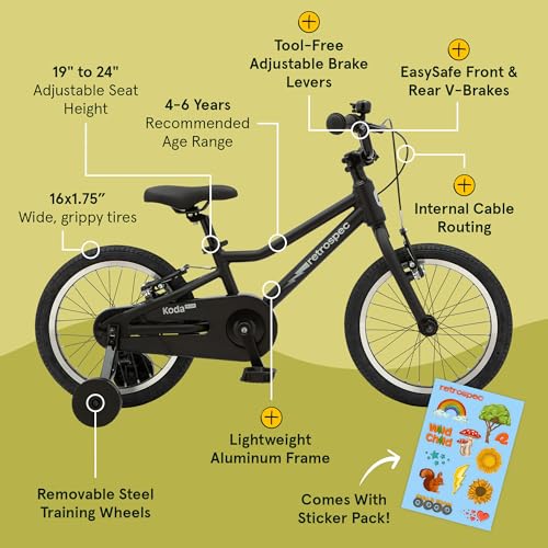Image of Retrospec Koda Plus Kids Bike for Boys & Girls Ages 4-6 Years - 16 inch Children's Bicycle, Adjustable Seat & Handlebars