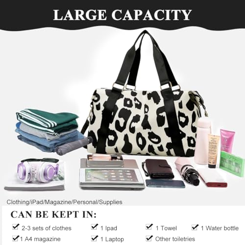 Image of PALAY Travel Bag Oxford Weekender Bags Large Capacity Waterproof Yoga Sports Bag Adjustable Cow Print Portable for Weekend Vacation